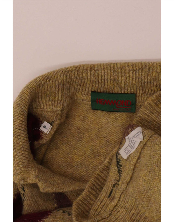 Hemmond Herre Polo Neck Jumper Sweater Medium Gul Argyle/Diamond