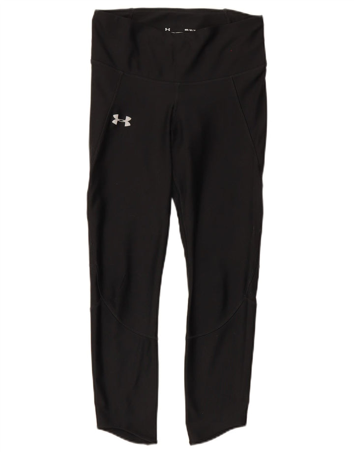 Under Armour Womens Heat Gear Leggings UK 12 Medium Black Polyester