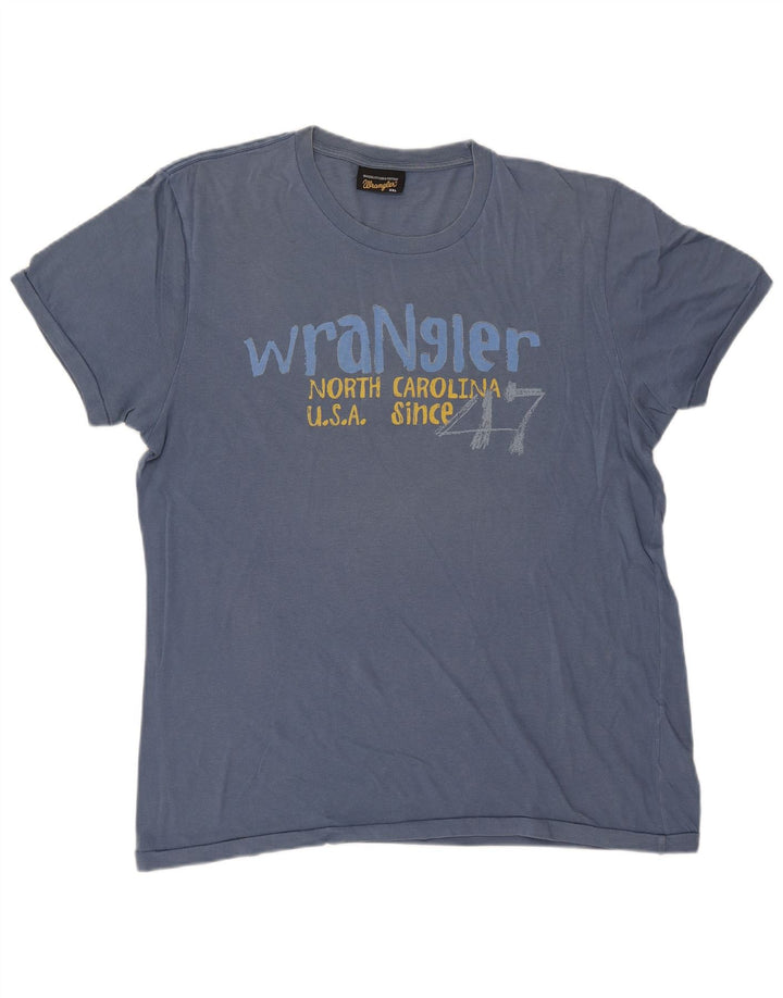 Wrangler Herre Grafisk T-Shirt Top 2XL Blå Bomuld
