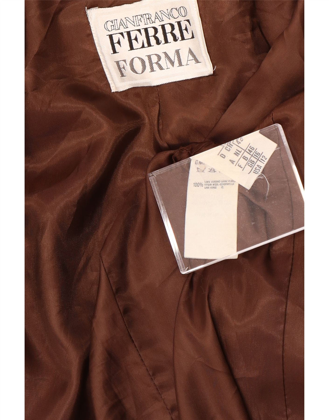 GIANFRANCO FERRE Dame 3-knaps blazerjakke UK 16 Stor brun uld