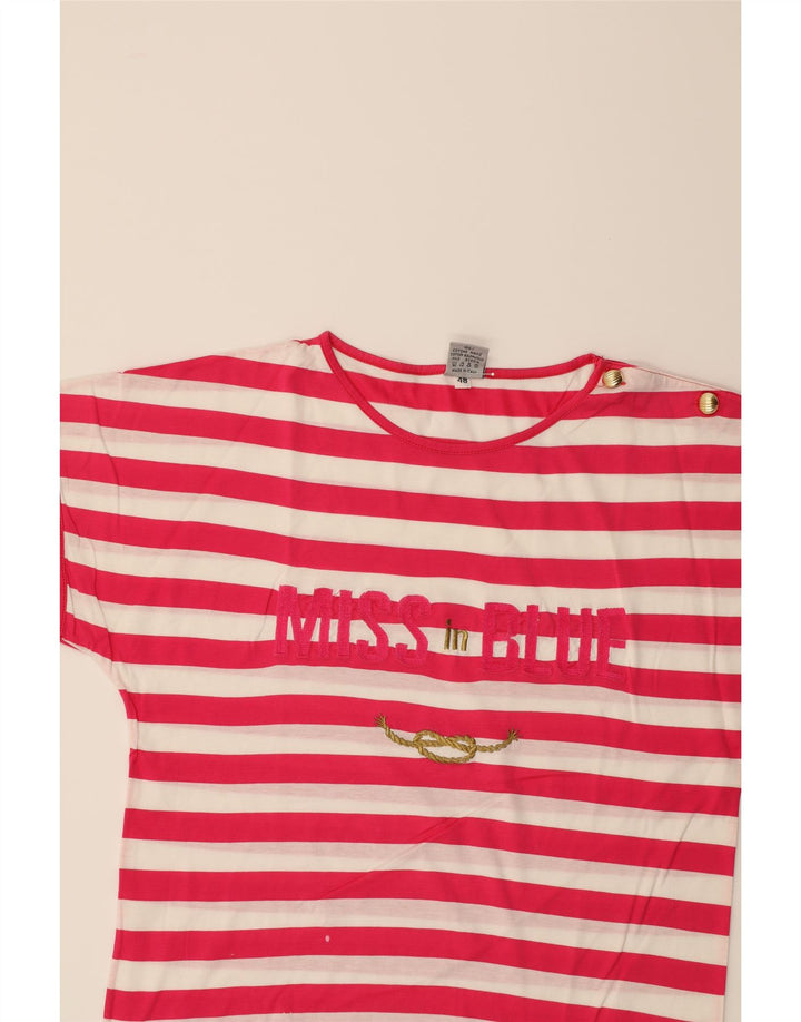 MANGO Womens Graphic T-Shirt Top IT 48 XL Pink Striped Cotton Vintage Mango and Second-Hand Mango from Messina Hembry 