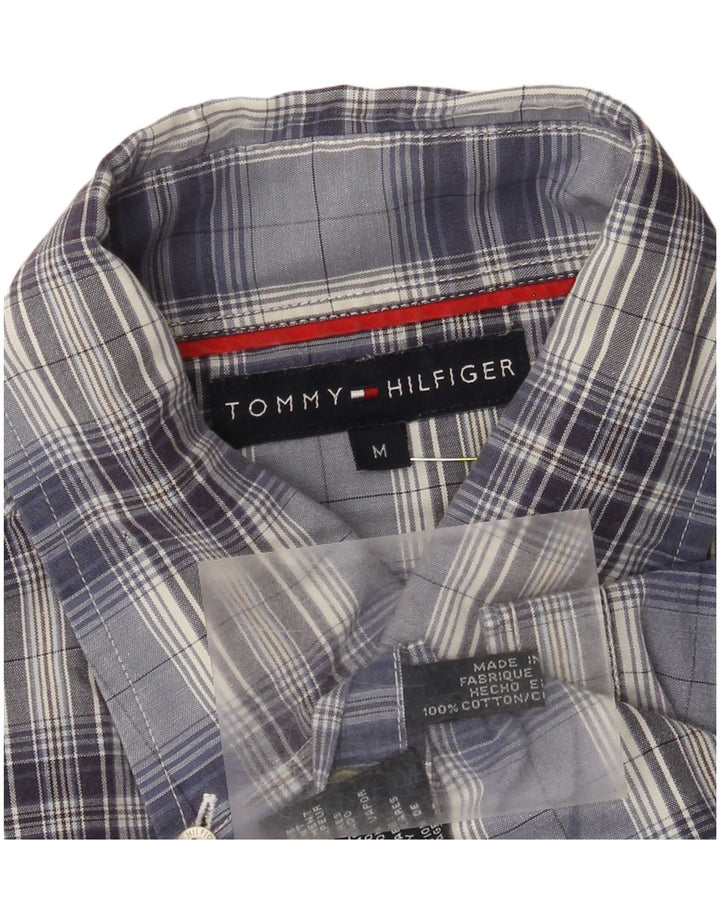 Tommy Hilfiger Herre kortærmet skjorte mellemblå ternet bomuld