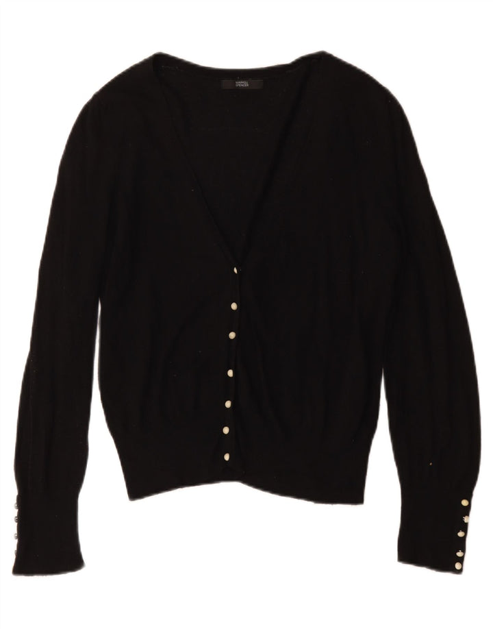 Marks & Spencer Dame Cardigan Sweater UK 12 Medium Black Viscose
