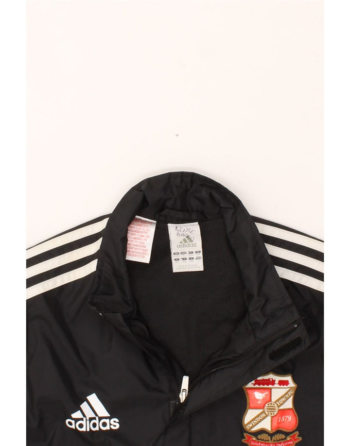 ADIDAS Boys Graphic Rain Jacket 13-14 Years Black Nylon Vintage Adidas and Second-Hand Adidas from Messina Hembry 
