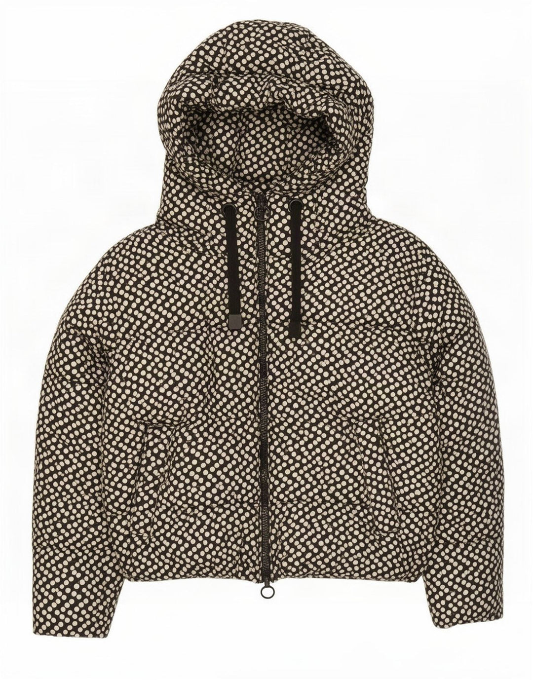 Zara Dame Hætte Oversized Polstret Jakke UK 10 Small Black Polka Dot