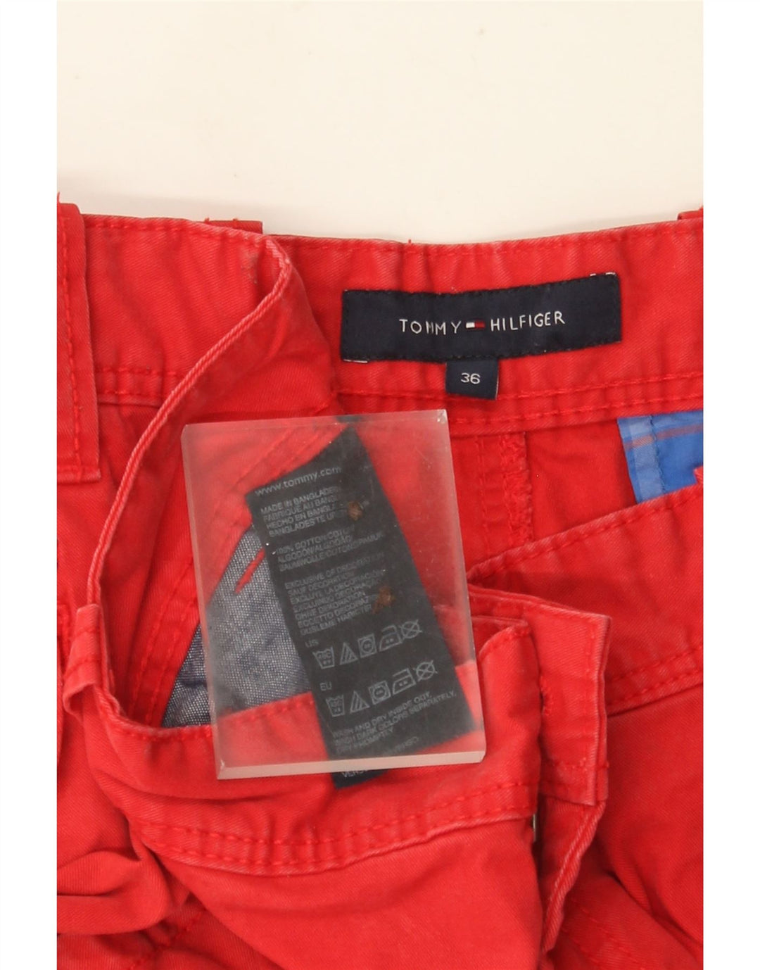 TOMMY HILFIGER Herre Cargo Shorts W36 store røde bomuld