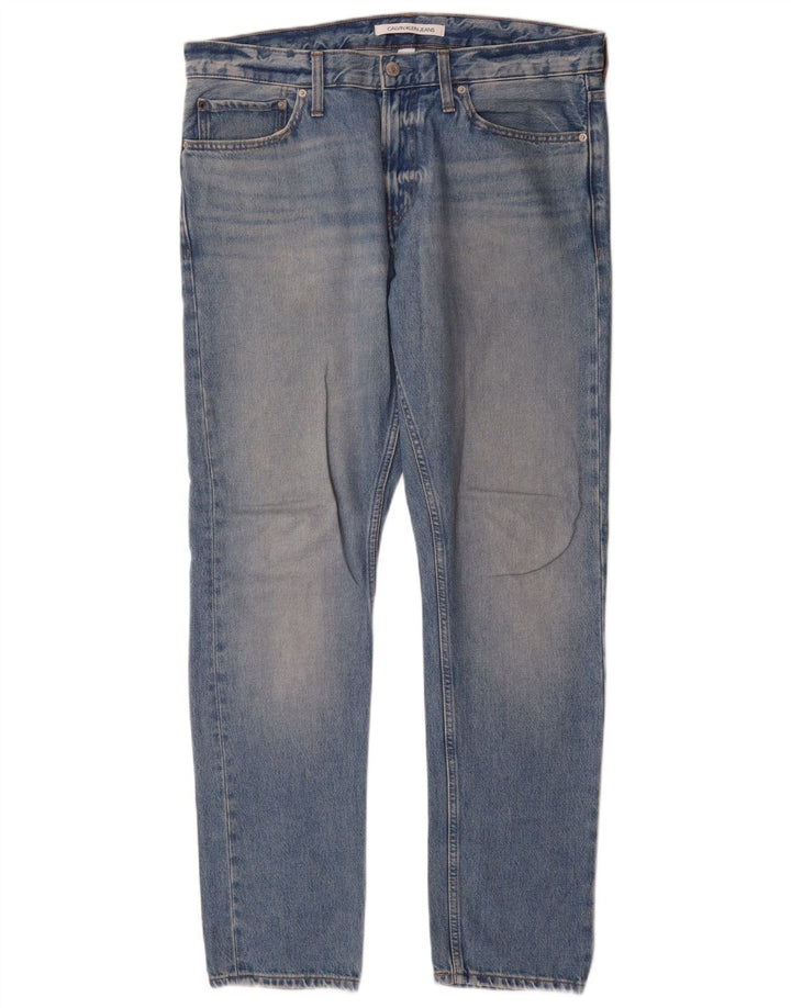 Calvin Klein Herre Slim Jeans W34 L32 Blå Bomuld