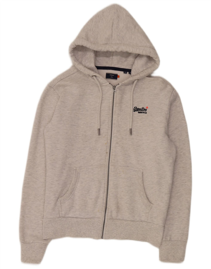 Superdry Hættetrøje med lynlås til mænd mellemgrå bomuld