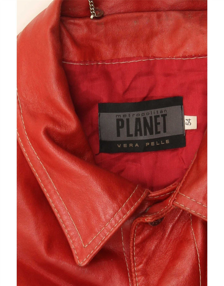 Planet Herre Læderjakke IT 54 2XL Rød