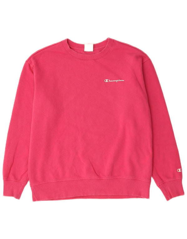 Champion Womens Oversized Sweatshirt Jumper UK 10 Small Pink Bomuld