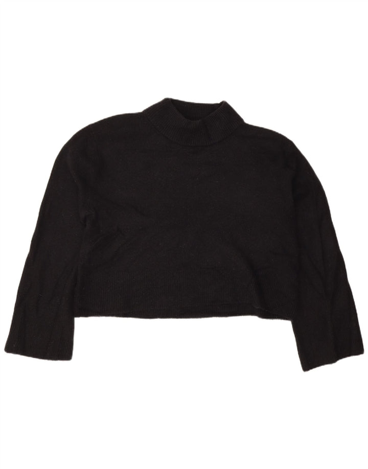 J. CREW Dame Oversized Crop Turtle Neck sweater UK 10 Small Black