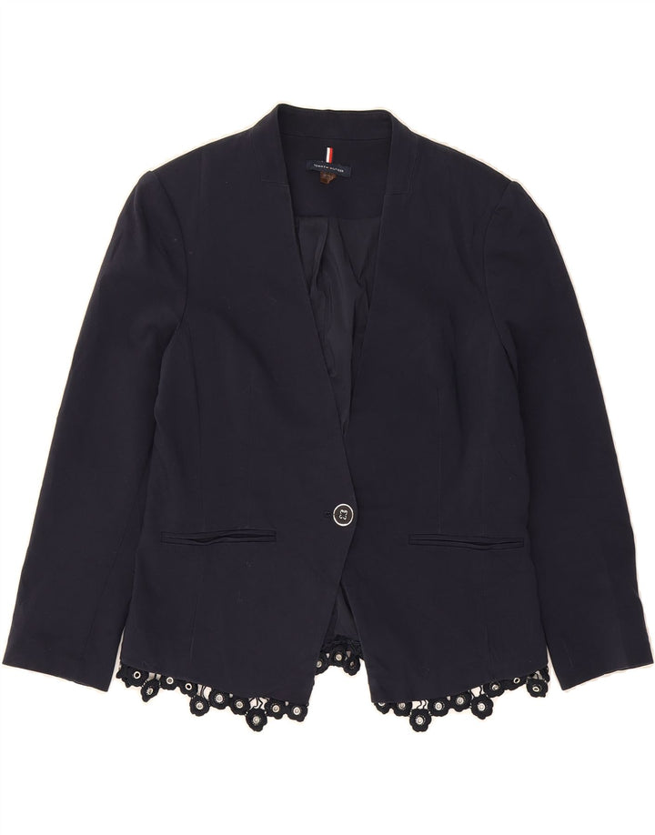 TOMMY HILFIGER Womens 1 Button Blazer Jacket UK 12 Medium Navy Blue Vintage Tommy Hilfiger and Second-Hand Tommy Hilfiger from Messina Hembry 