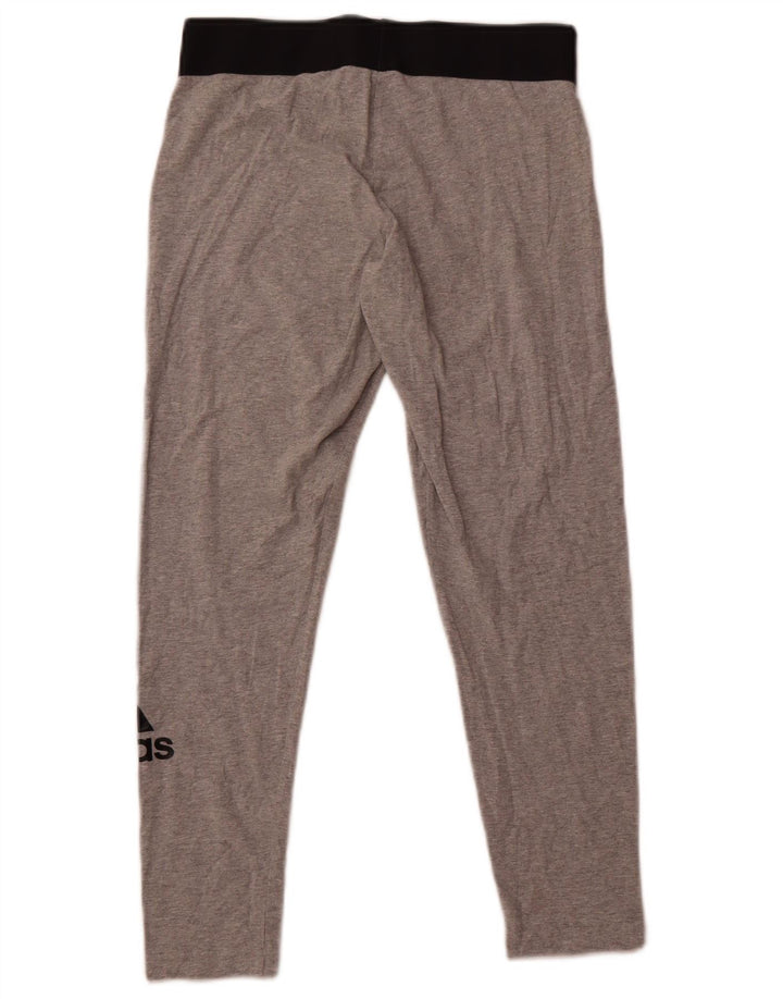 Adidas Grafiske Leggings til kvinder UK 12/14 Medium Grey Colourblock Bomuld