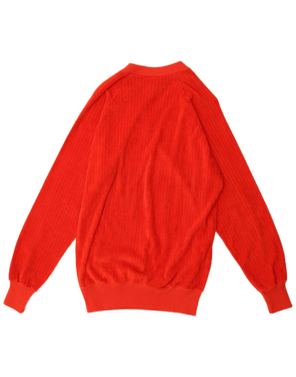 VINTAGE Mens V-Neck Jumper Sweater XL Red Cotton