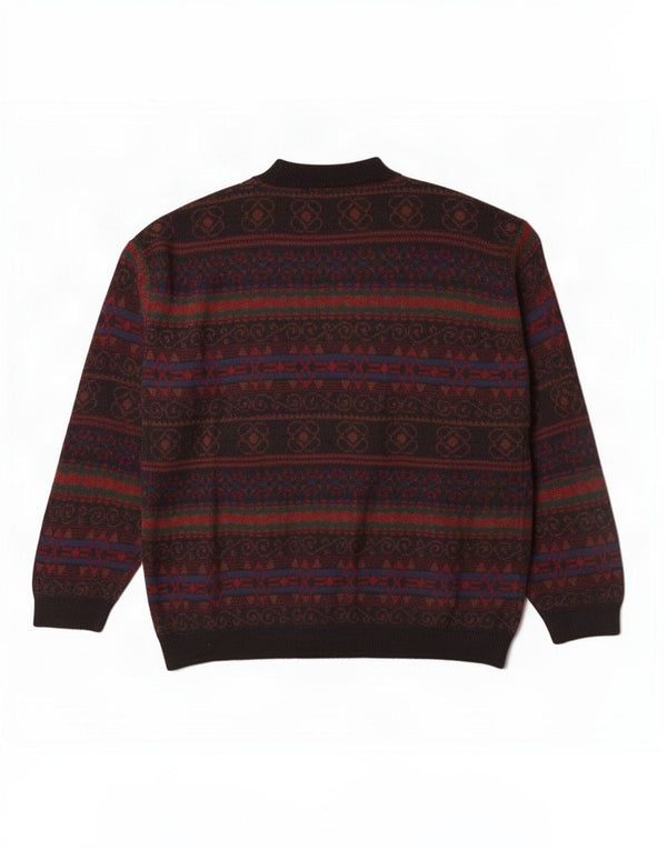 Vintage Herre Turtle Neck Jumper Sweater XL Flerfarvet Fair Isle Akryl