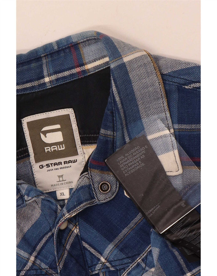 G-Star Herre Flanellskjorte XL Blå Plaid Bomuld