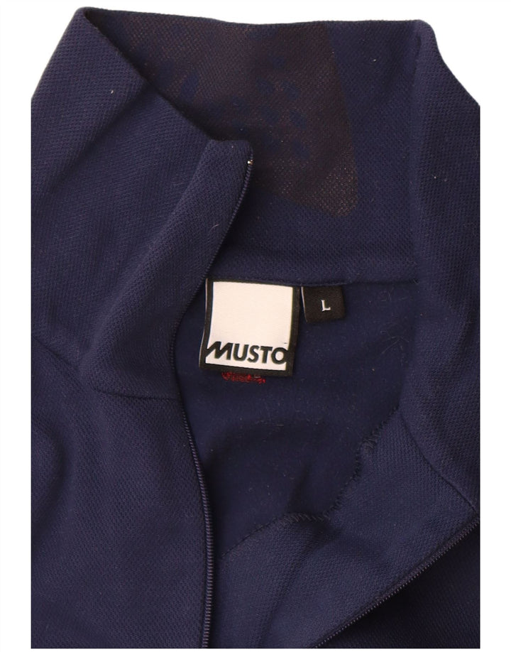 Musto Herre Zip Neck Pullover Træningsdragt Top Large Navy Blue Colourblock