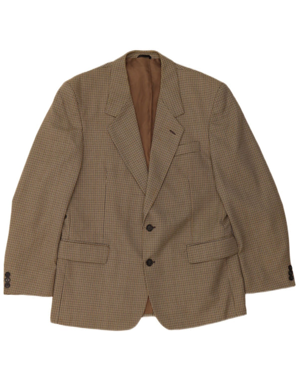 Bersani Herre 2-knaps blazerjakke UK 40 Large Brown Houndstooth Polyester