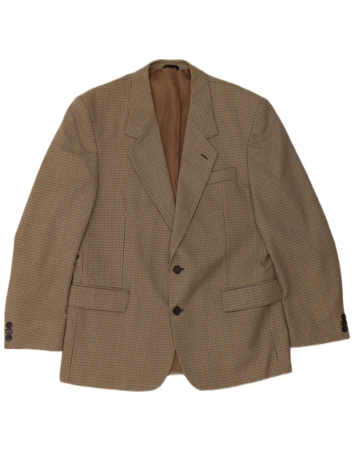 Bersani Herre 2-knaps blazerjakke UK 40 Large Brown Houndstooth Polyester