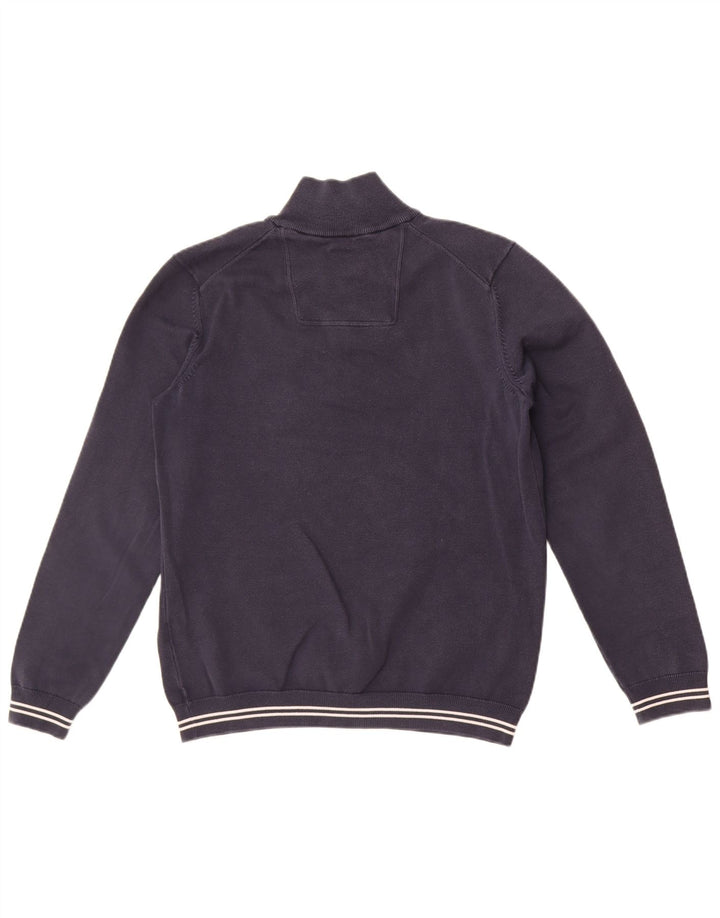 Hugo Boss Herre Zip Neck Sweatshirt Jumper Medium Navy Blue Bomuld