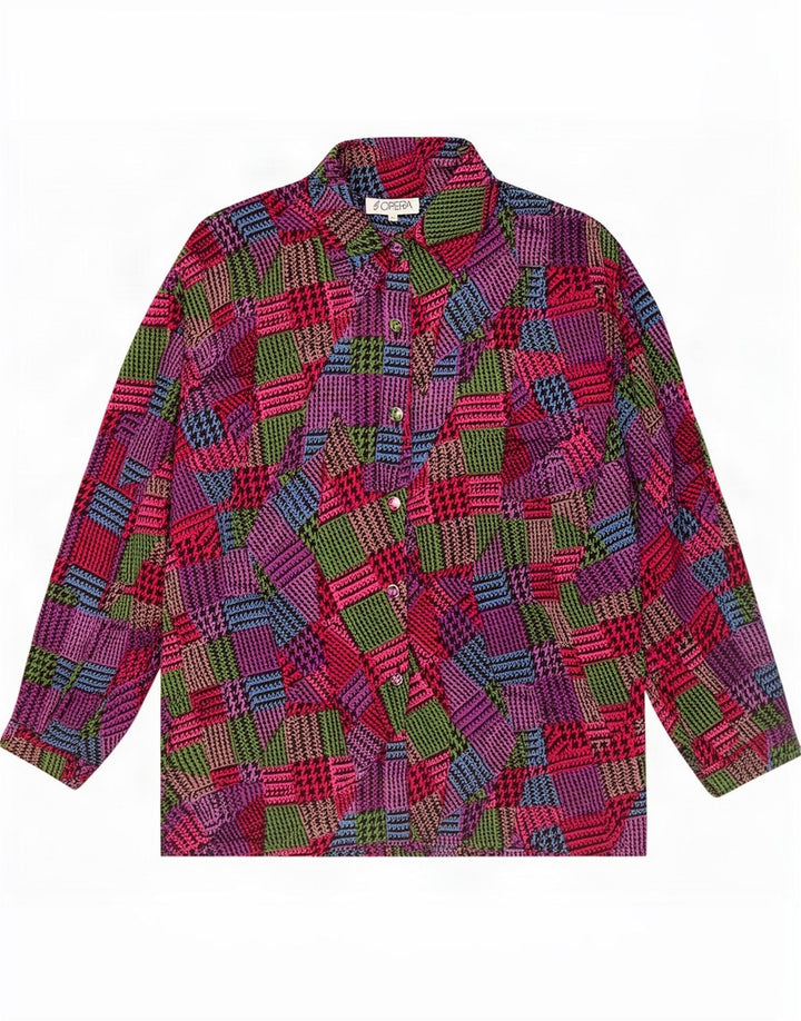 Opera Dameskjortebluse UK 14 Medium Flerfarvet Geometrisk Acetat
