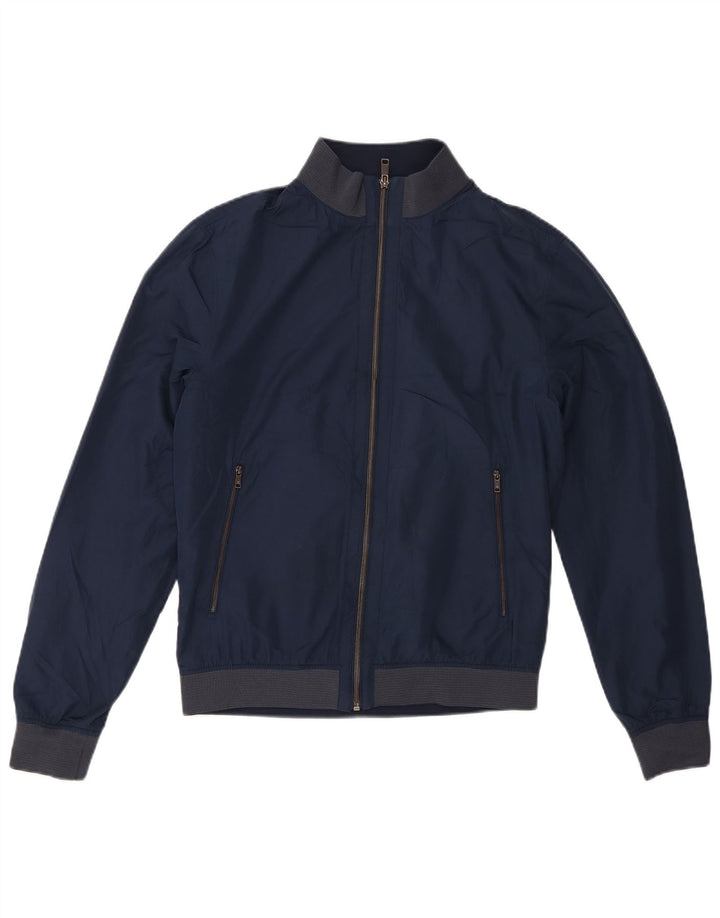 Zara Herre Bomber Jacket UK 38 Medium Navy Blue Polyester