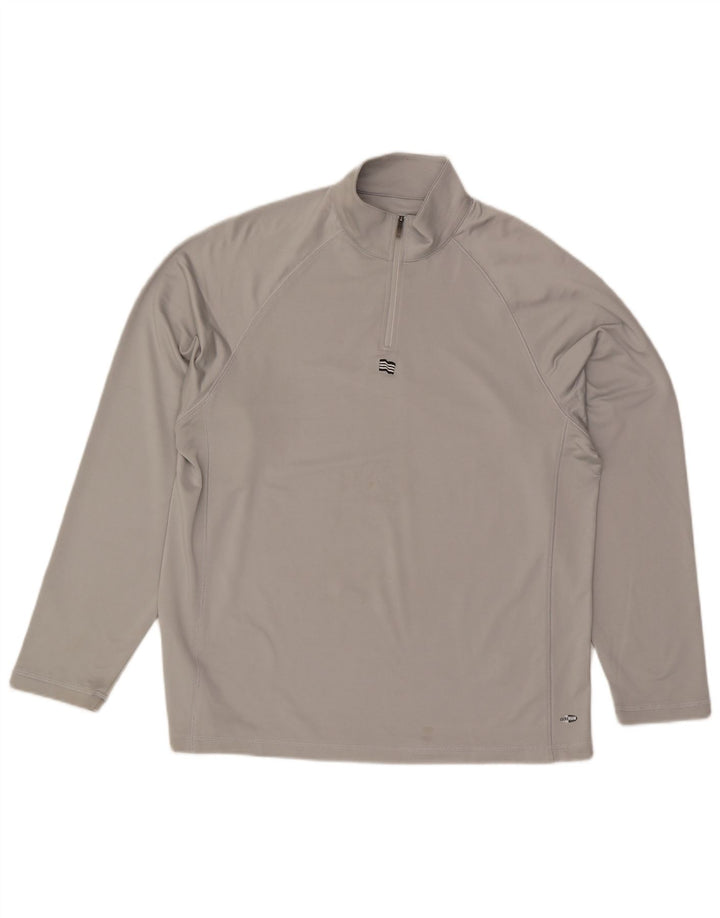 Adidas Herre Climawarm Pullover med lynlås-hals Træningsdragt Top Stor Grå Polyester