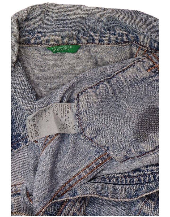 United Colors of Benetton Dame Crop Denim Jacket UK 6 XS Blue Classic