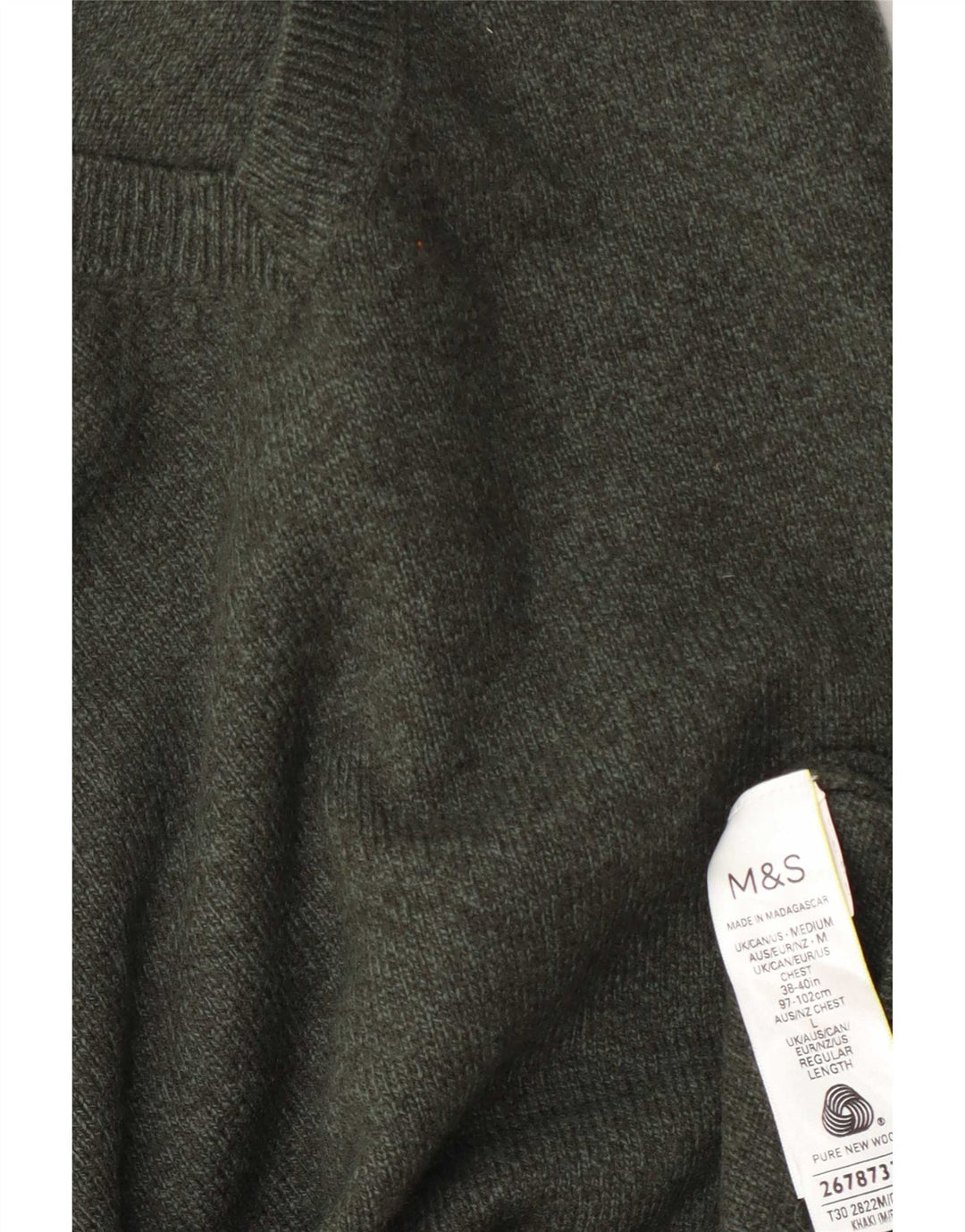 Marks & Spencer Herre V-hals sweater mellemgrøn uld