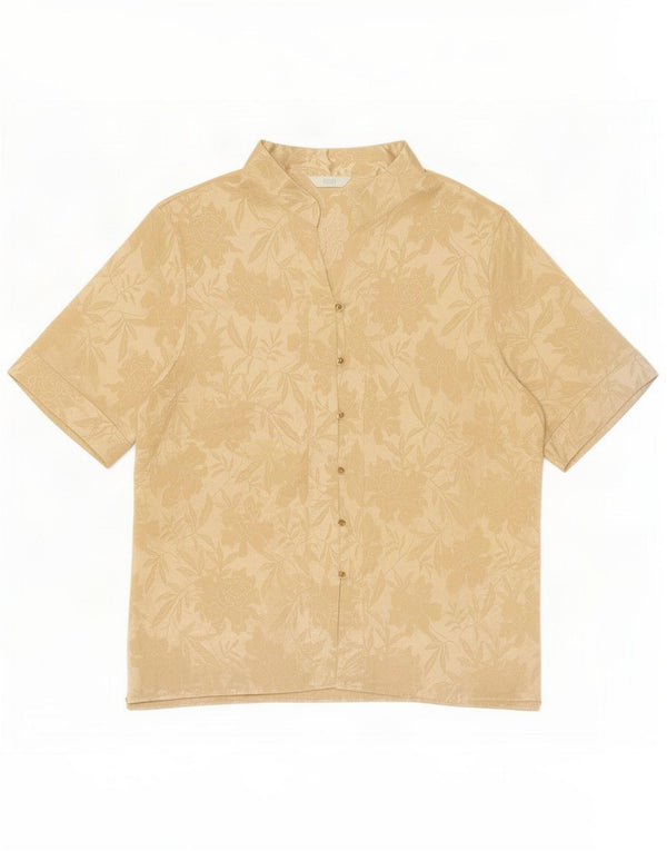 Marks & Spencer Kortærmet skjortebluse til kvinder UK 18 XL Guld blomster