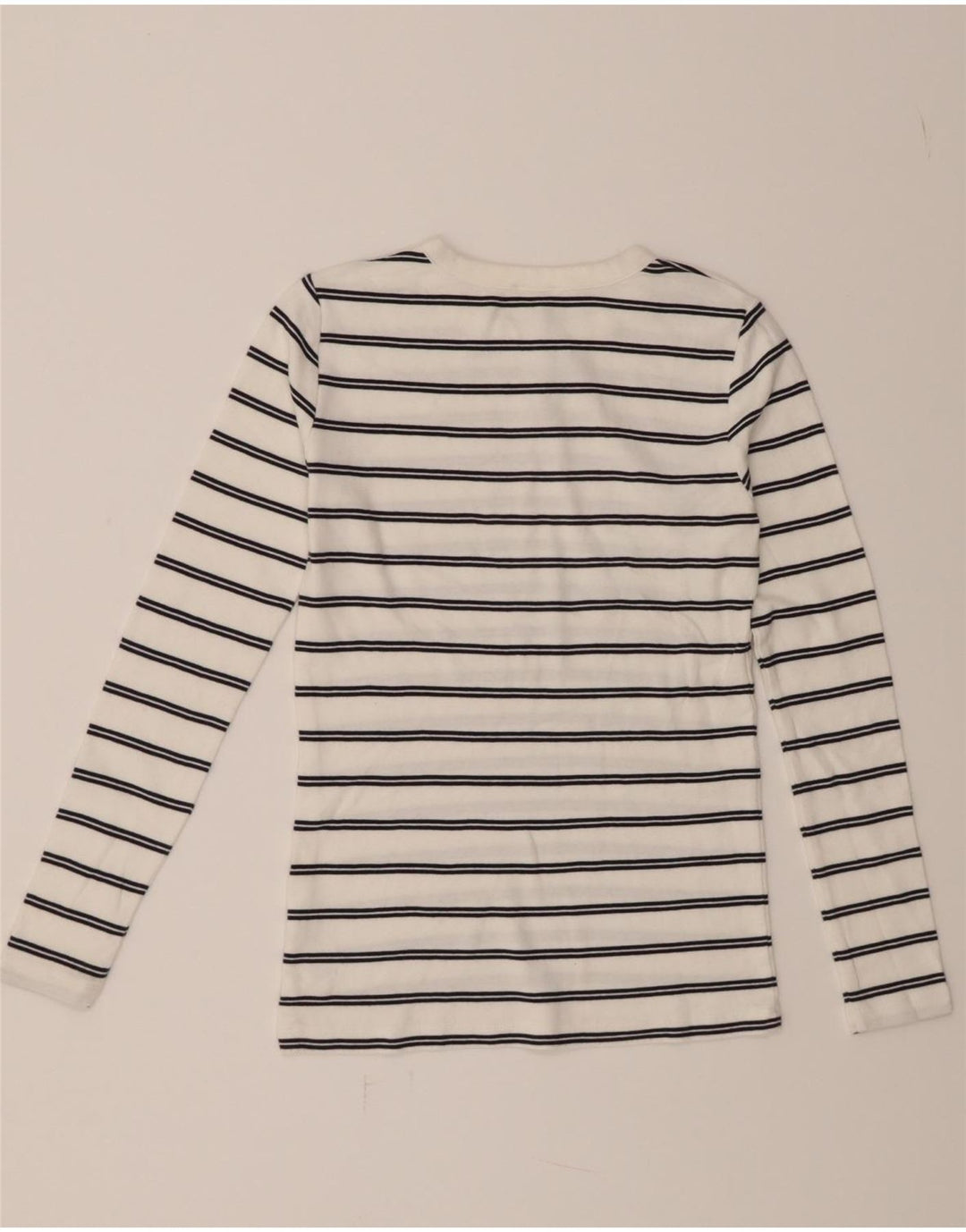 J. CREW Womens Top Long Sleeve UK 10 Small White Striped Cotton Vintage J. Crew and Second-Hand J. Crew from Messina Hembry 