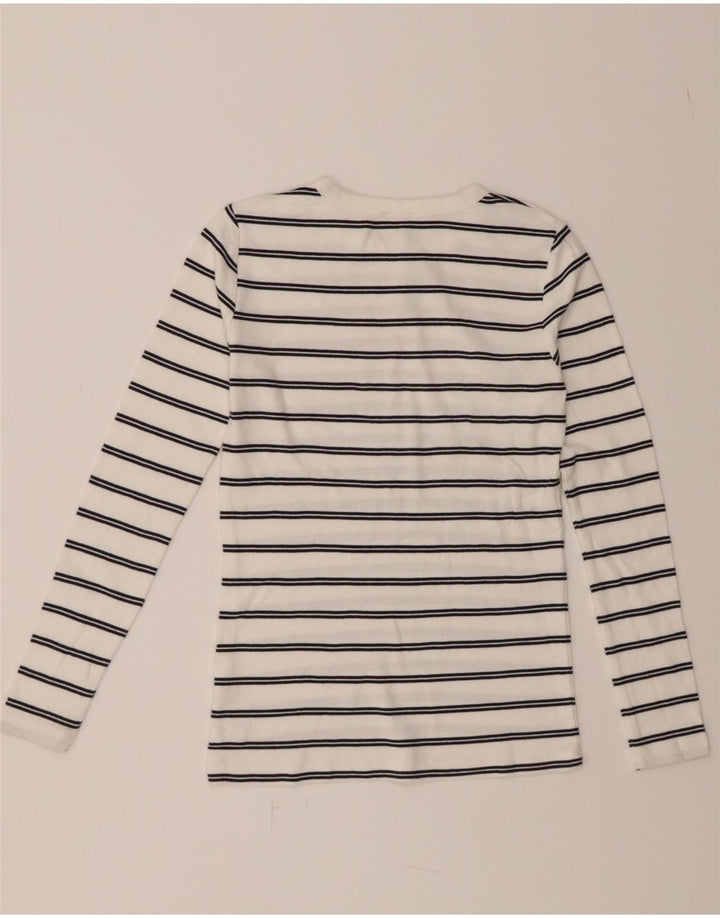 J. CREW Womens Top Long Sleeve UK 10 Small White Striped Cotton Vintage J. Crew and Second-Hand J. Crew from Messina Hembry 