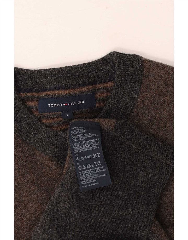 Tommy Hilfiger Herre Crew Neck Jumper Sweater Small Grey Colourblock