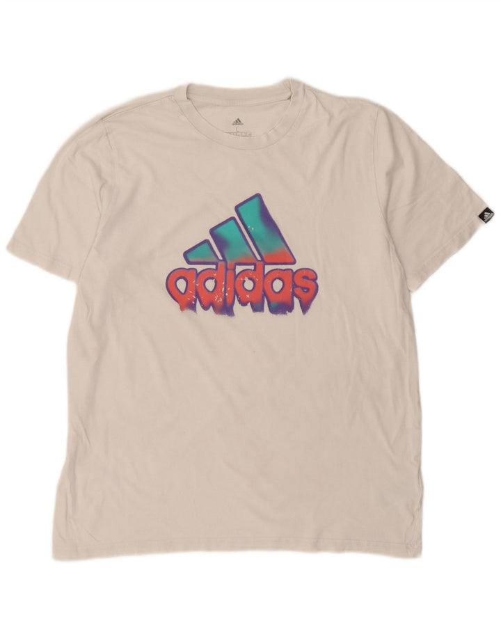 Adidas Grafisk T-shirt top til mænd, stor hvid bomuld
