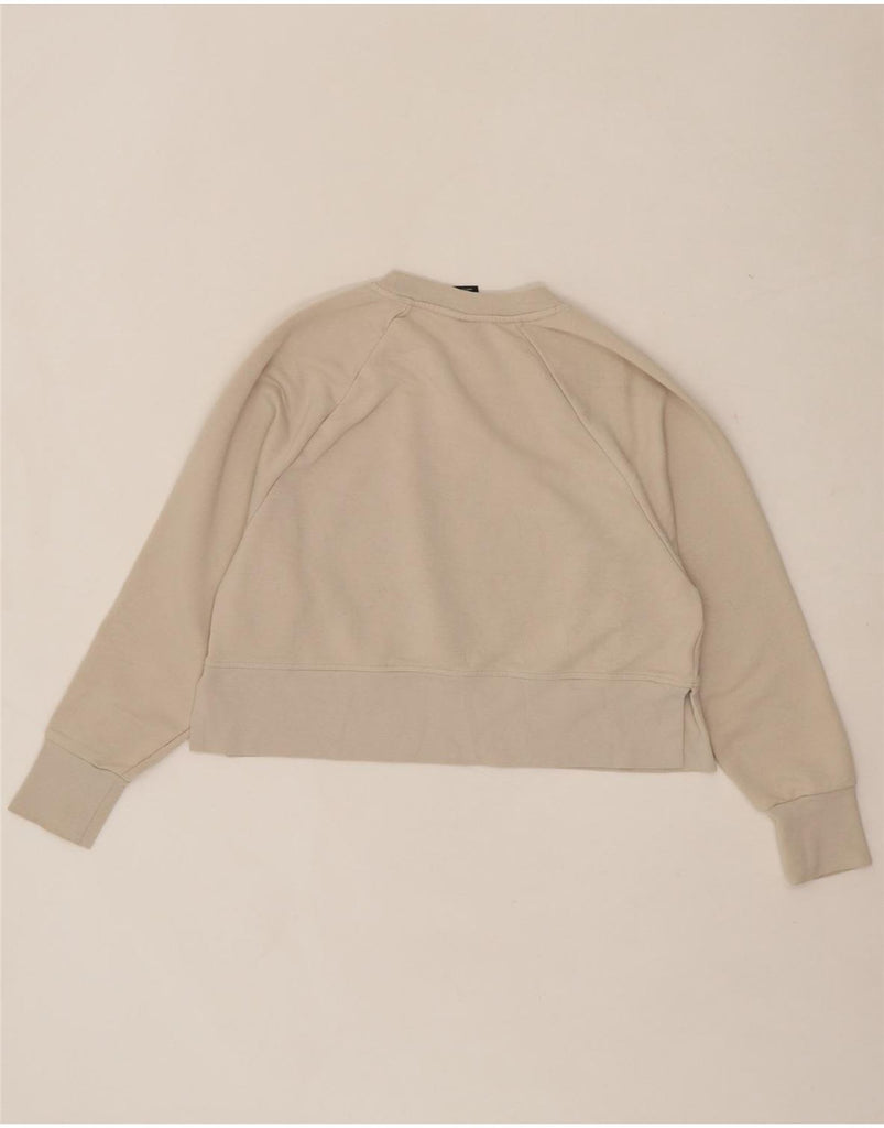 NIKE Womens Dri Fit Crop Graphic Sweatshirt Jumper UK 6 XS Beige Polyester Vintage Nike and Second-Hand Nike from Messina Hembry 