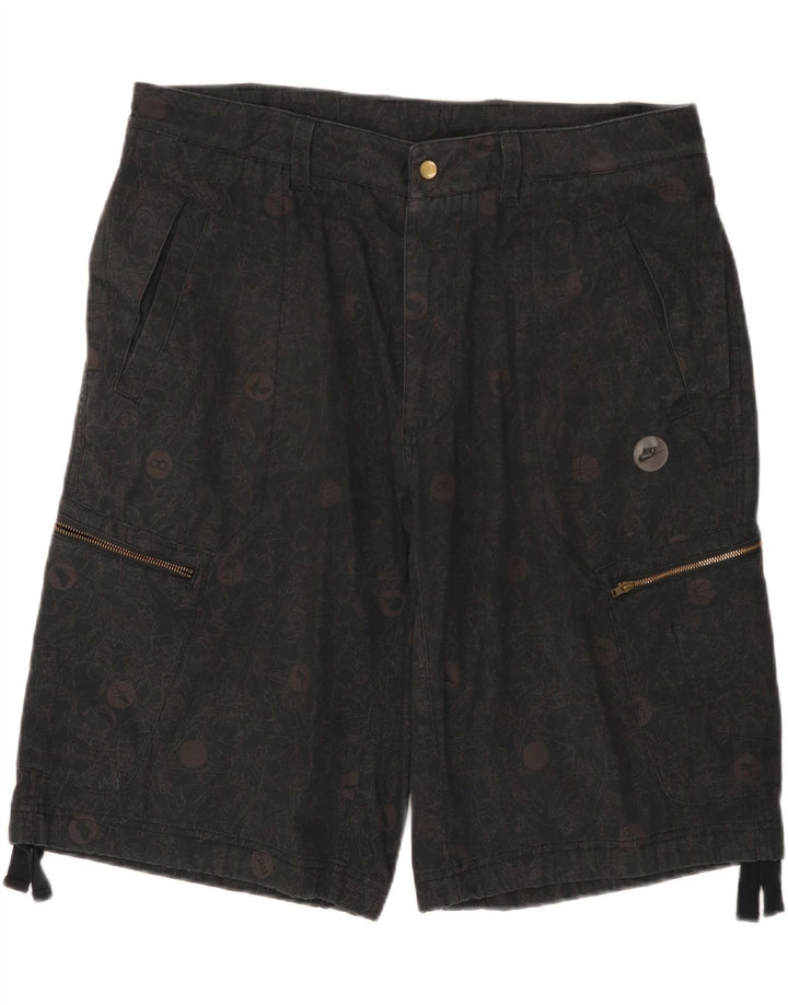 NIKE Cargo Shorts til mænd XL W38 Sort blomstret bomuld