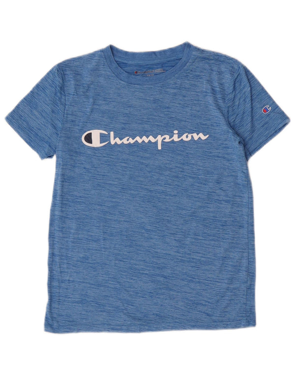 Champion Boys Grafisk T-Shirt Top 10-11 år Blå Flecked Polyester
