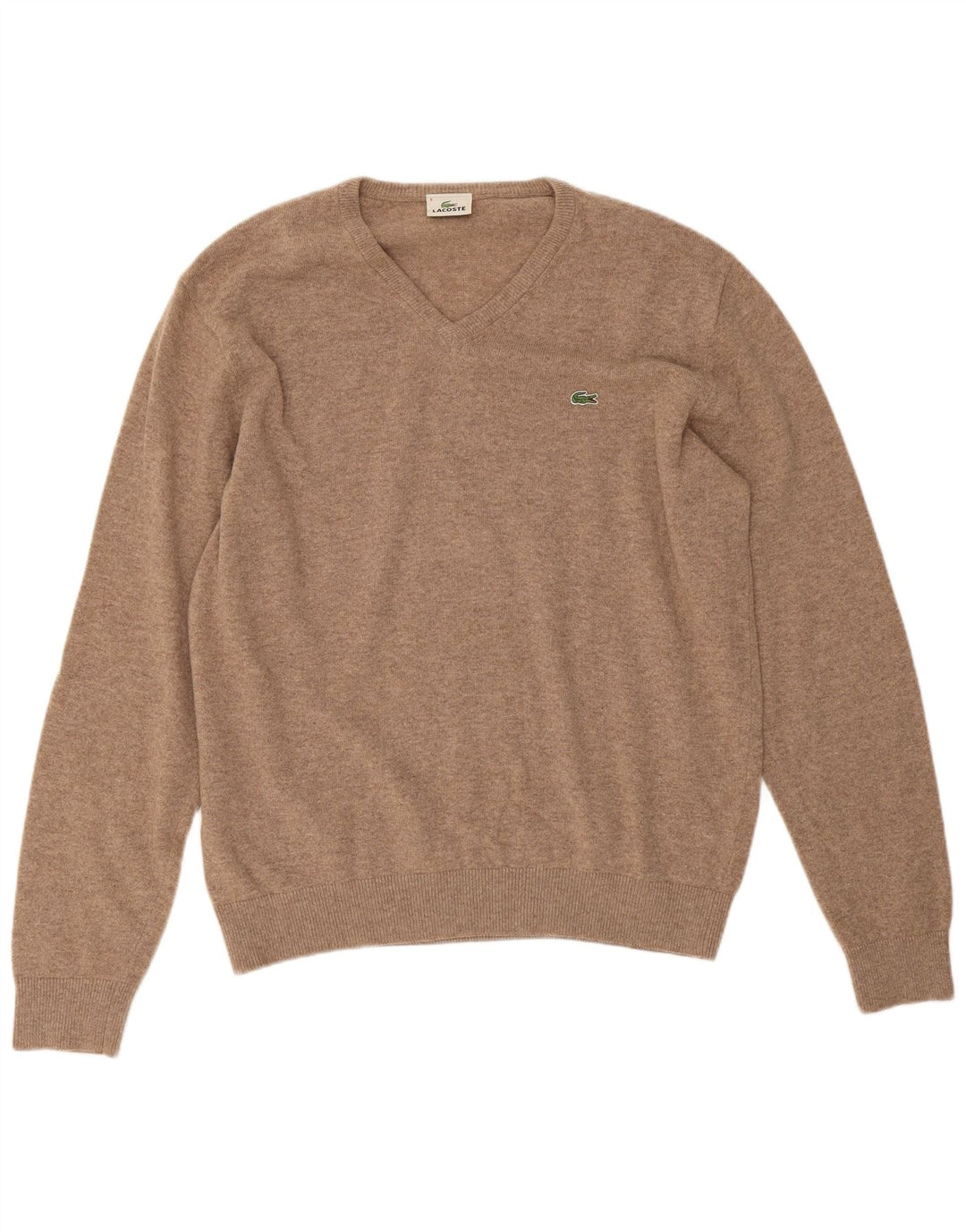 Lacoste Herre V-hals sweater str. 6 XL Beige Flecked Wool