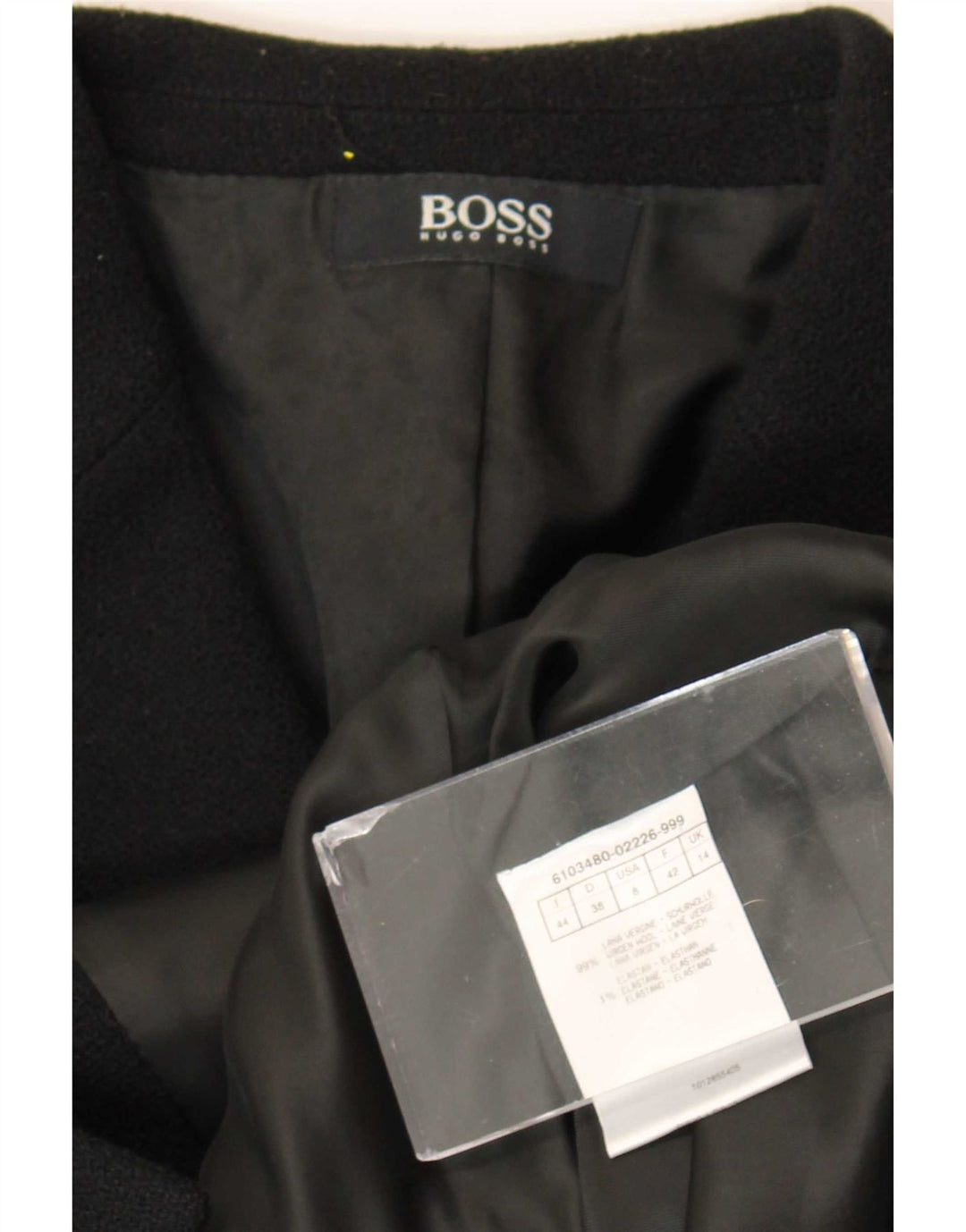 Hugo Boss Dame 3-knaps blazerjakke UK 14 Medium Sort Virgin Wool