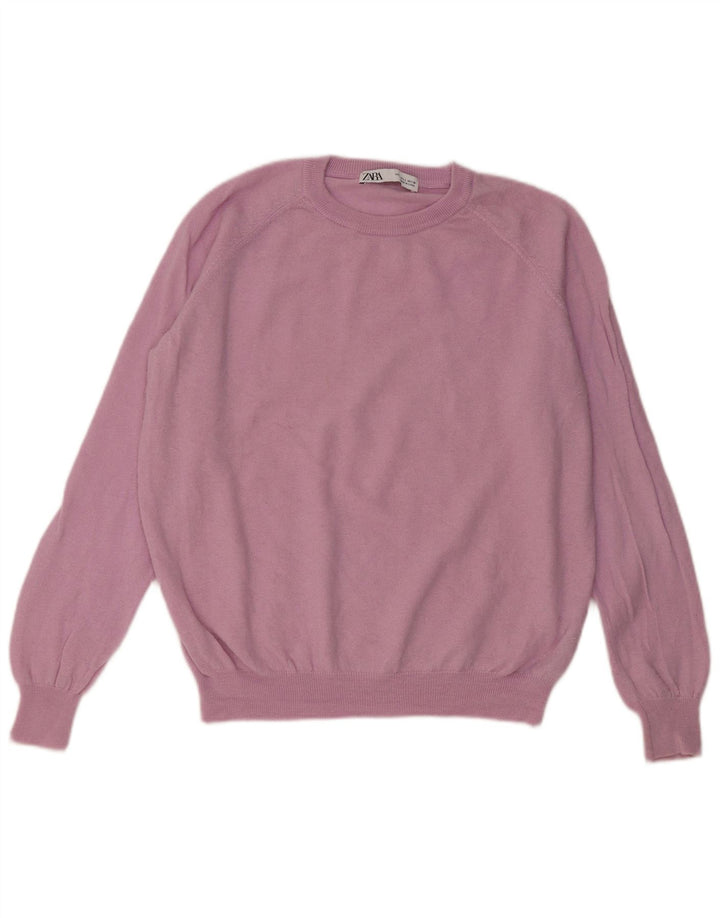Zara dame sweater med rund hals DK 16 Stor lyserød uld