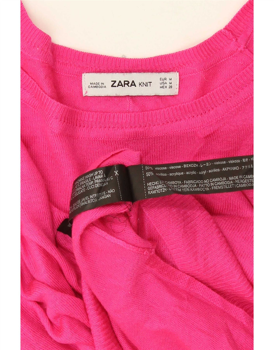Zara Dame Oversized Boat Neck Jumper Sweater UK 14 Medium Pink Viscose