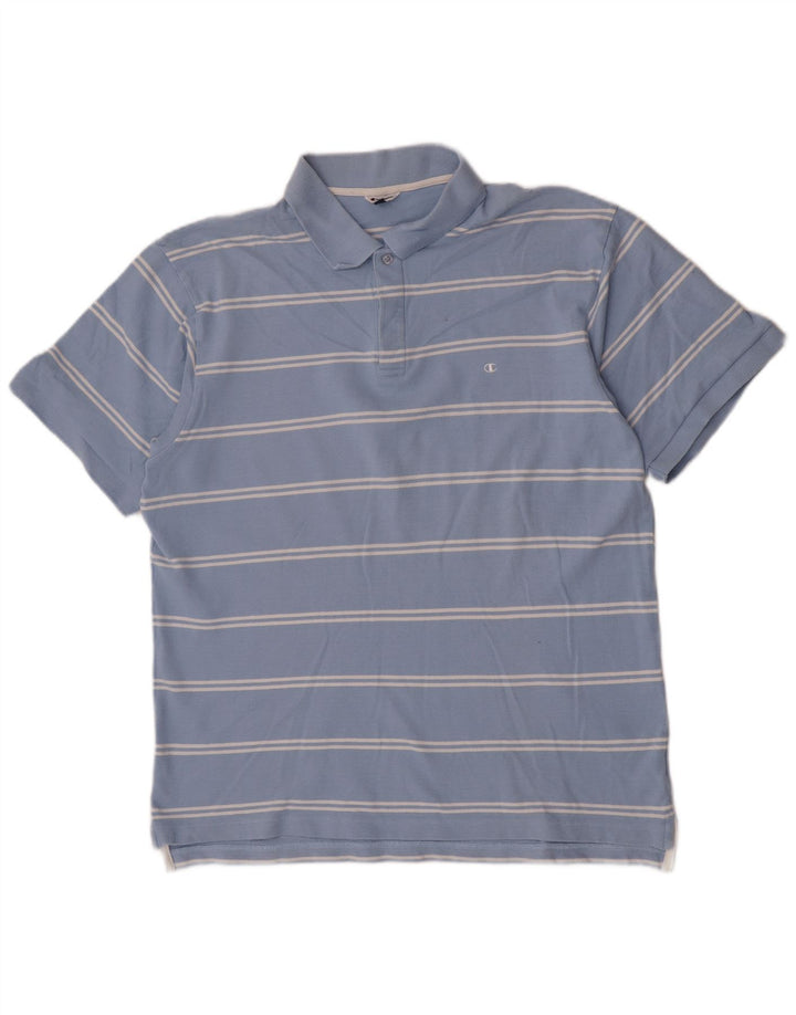 Champion herre poloshirt 2XL blå stribet bomuld