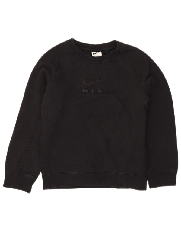 NIKE Girls Air Graphic Sweatshirt Jumper 8-9 Years Small Black Cotton