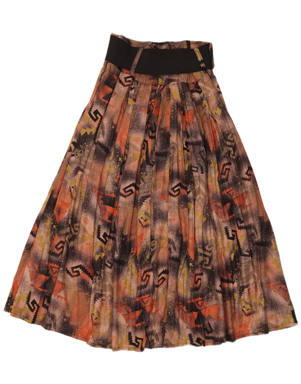 Vintage dame Maxi højtaljet flared nederdel W28 medium brun patchwork