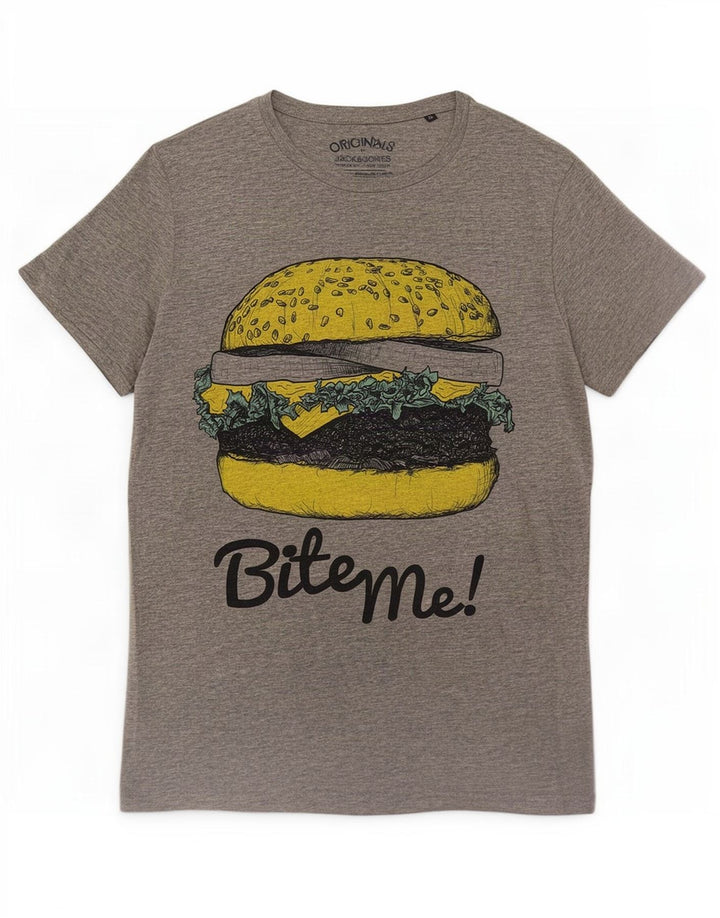 Jack & Jones Herre grafisk T-shirt Top mellemgrå bomuld