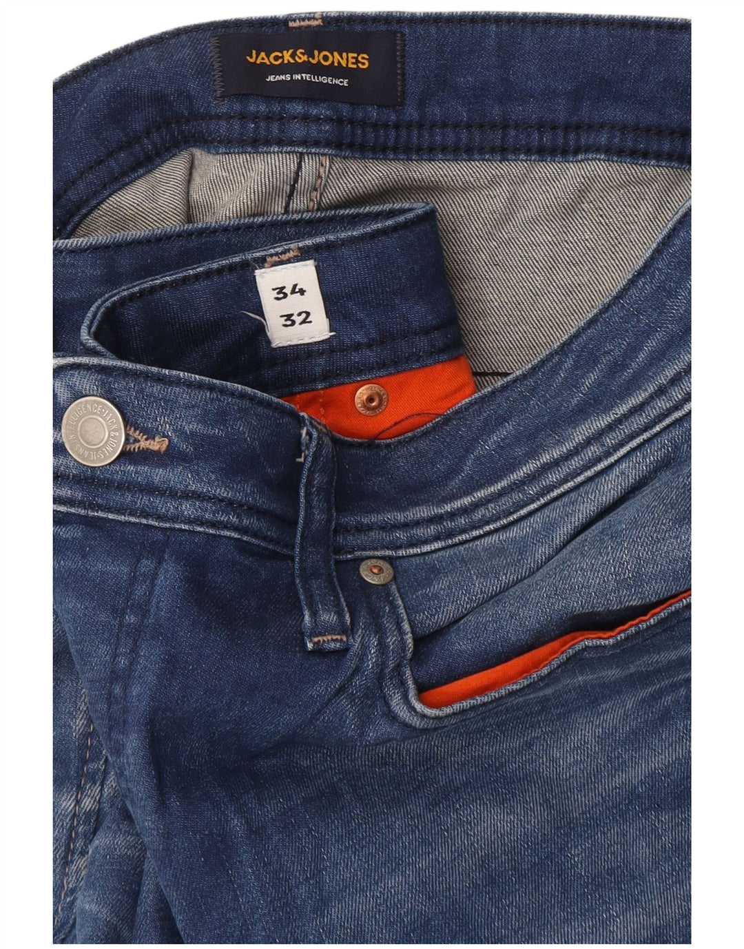 Jack & Jones Herre Tim Slim Straight Jeans W34 L32 Blå
