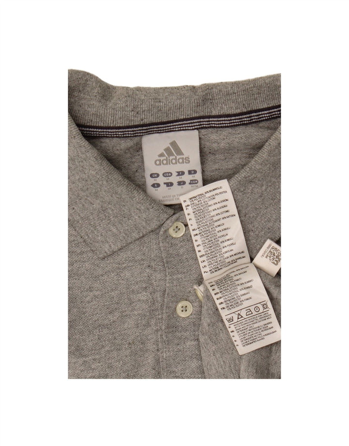 ADIDAS Mens Polo Shirt Medium Grey Cotton