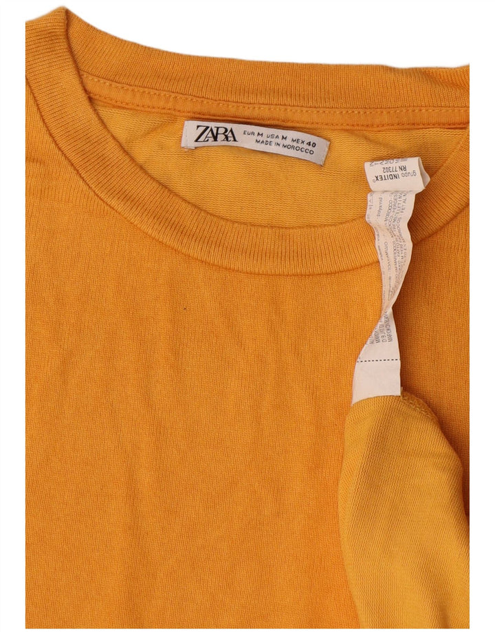 Zara Herre T-Shirt Top Medium Gul Viscose