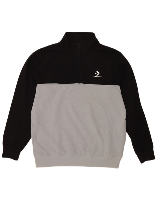 Converse Sweatshirt med lynlås til mænd Medium Sort Colourblock Bomuld