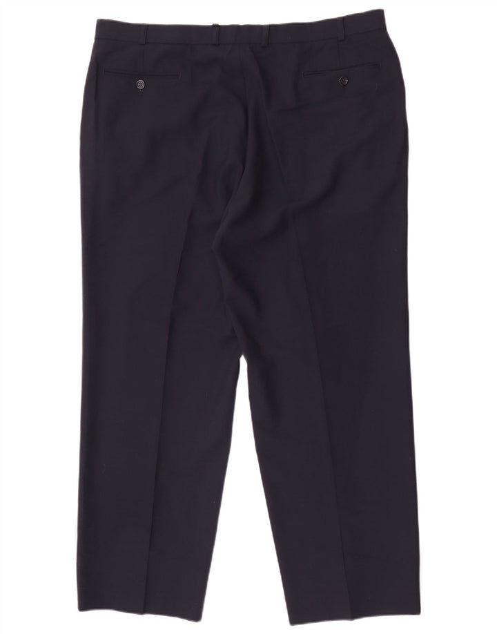 Marks & Spencer Herre tilspidsede jakkesætsbukser W40 L29 Marineblå polyester
